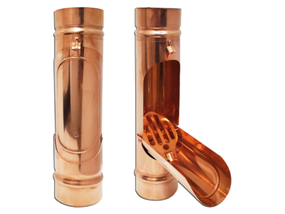 Plain round copper downspout cleanout