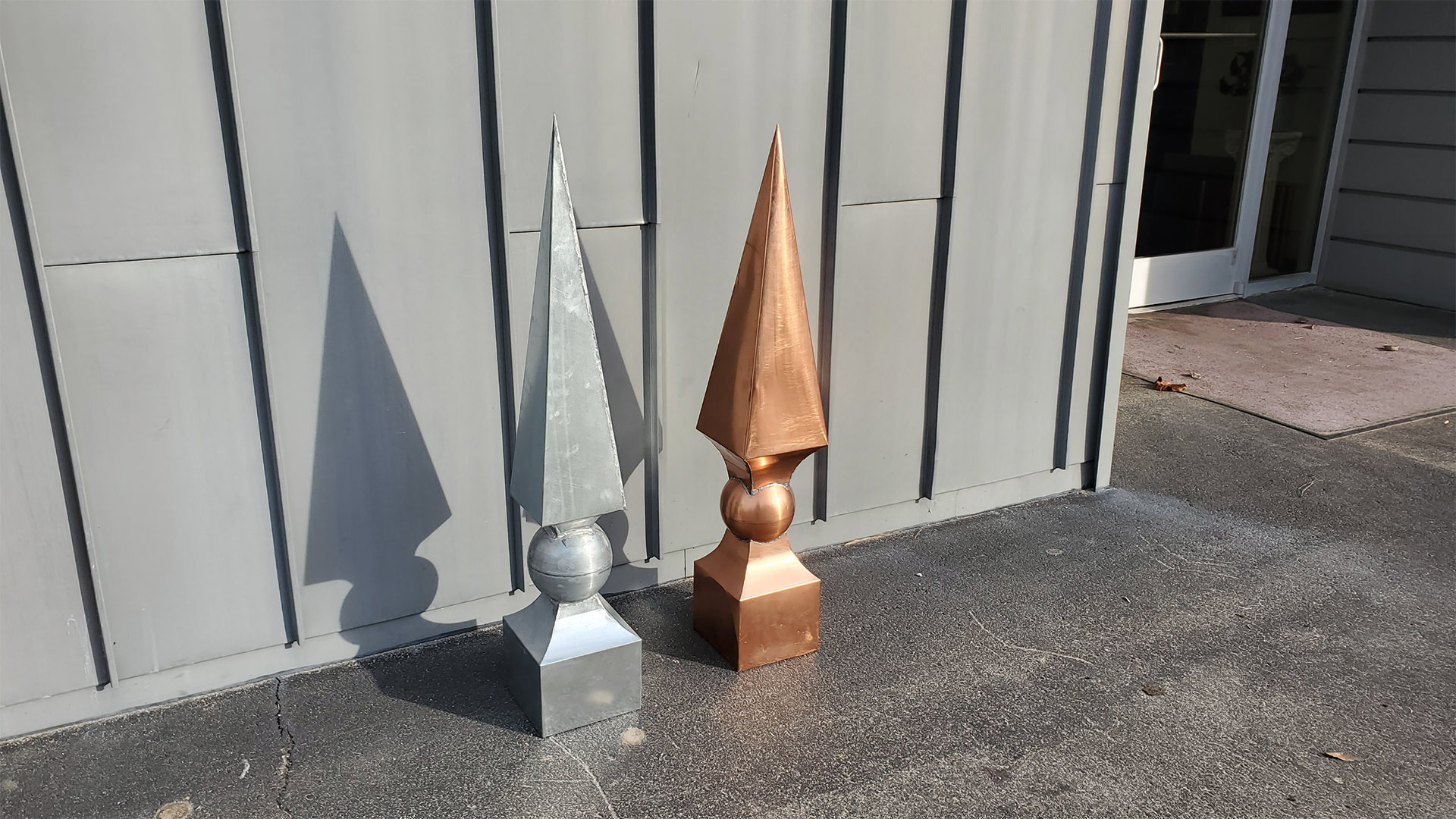 The pinnacle finial in copper and galvanized steel