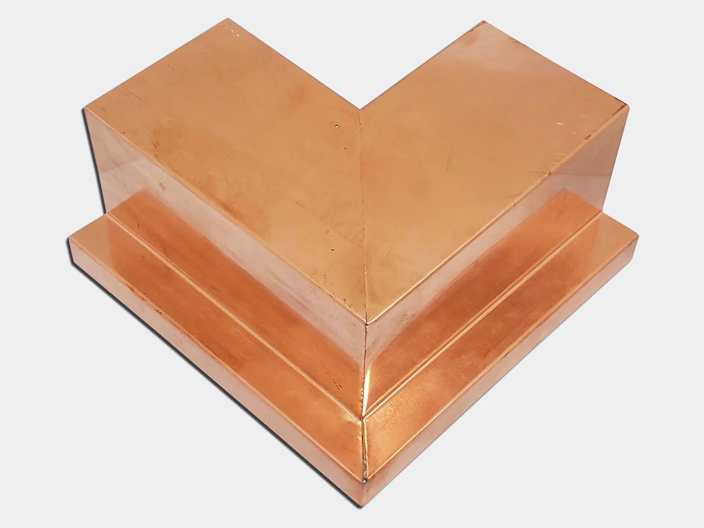 Commercial copper box gutter miter